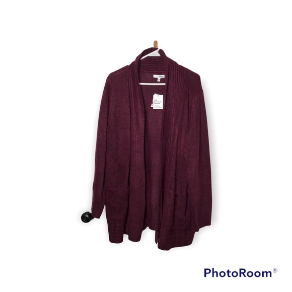 NWT Sonoma burgundy ultra super soft plush cardigan with pockets size 1X